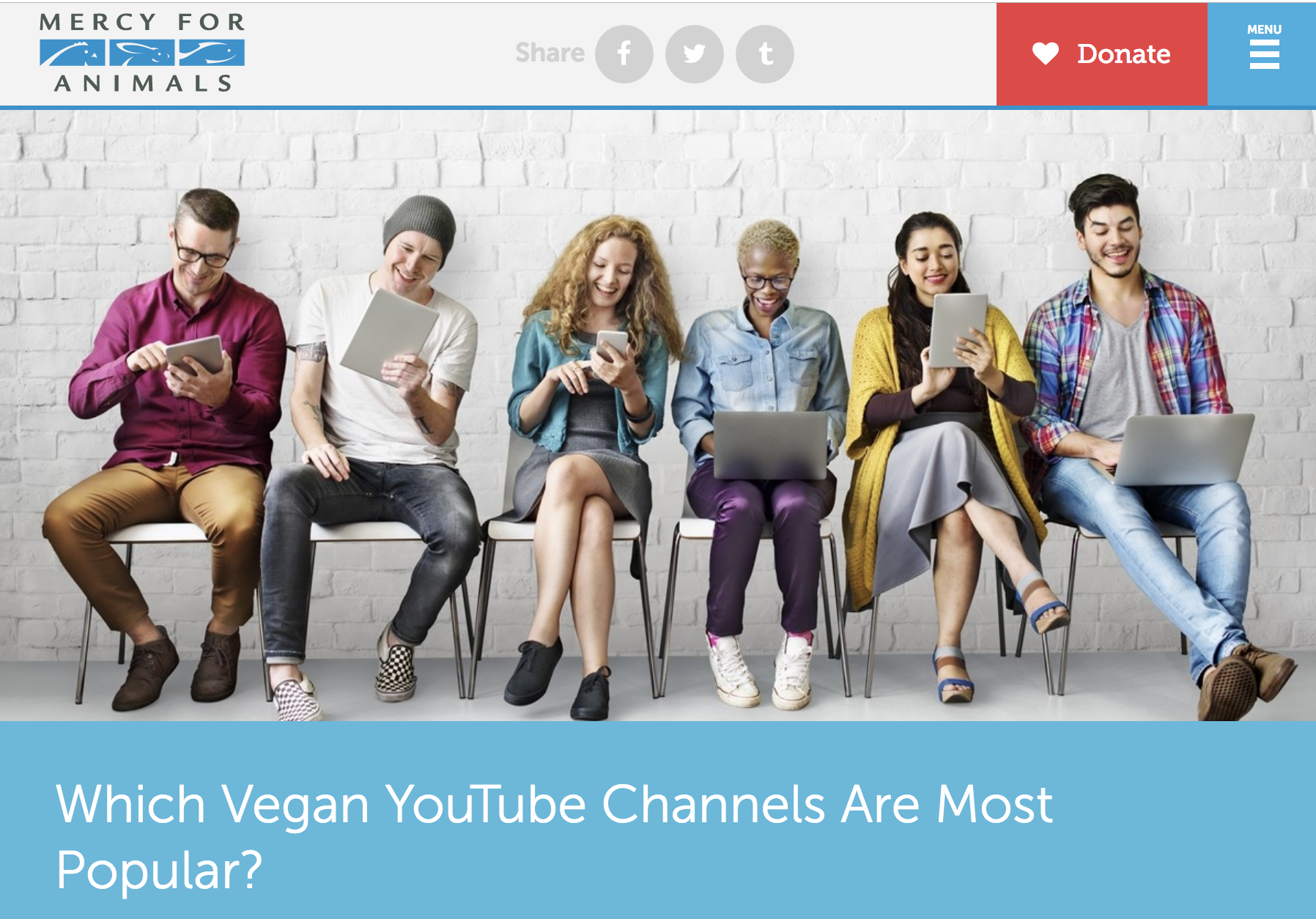Mercy For Animals Lists Happy Healthy Vegan In Popular Vegan Channel Post